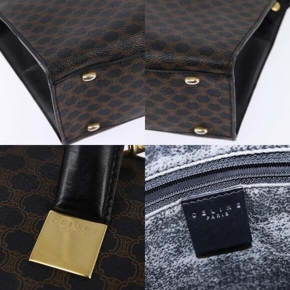 CELINE Macadam Canvas Tote Bag Pvc Leather Black Gold - Picture 11 of 13